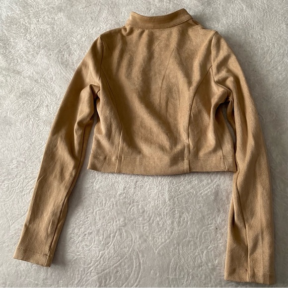 Fashion Nova Faux Suede Lace Up Sleeve Cropped Waist Jacket - Picture 9 of 10